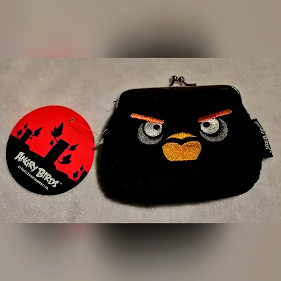 Angry Birds Black Fleecy Change Purse - Picture 1 of 1